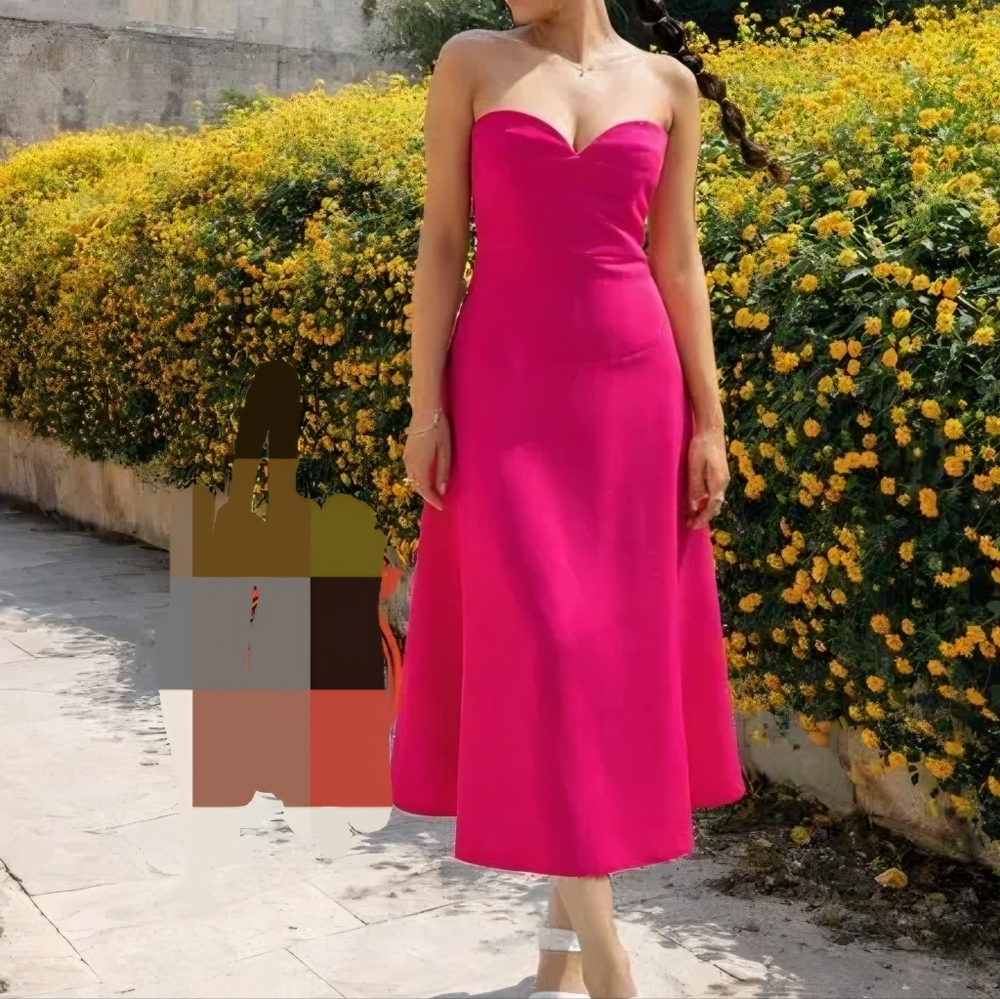 Zara bustier midi dress fuschia/pink Size S & M. BNWT - Picture 9 of 10